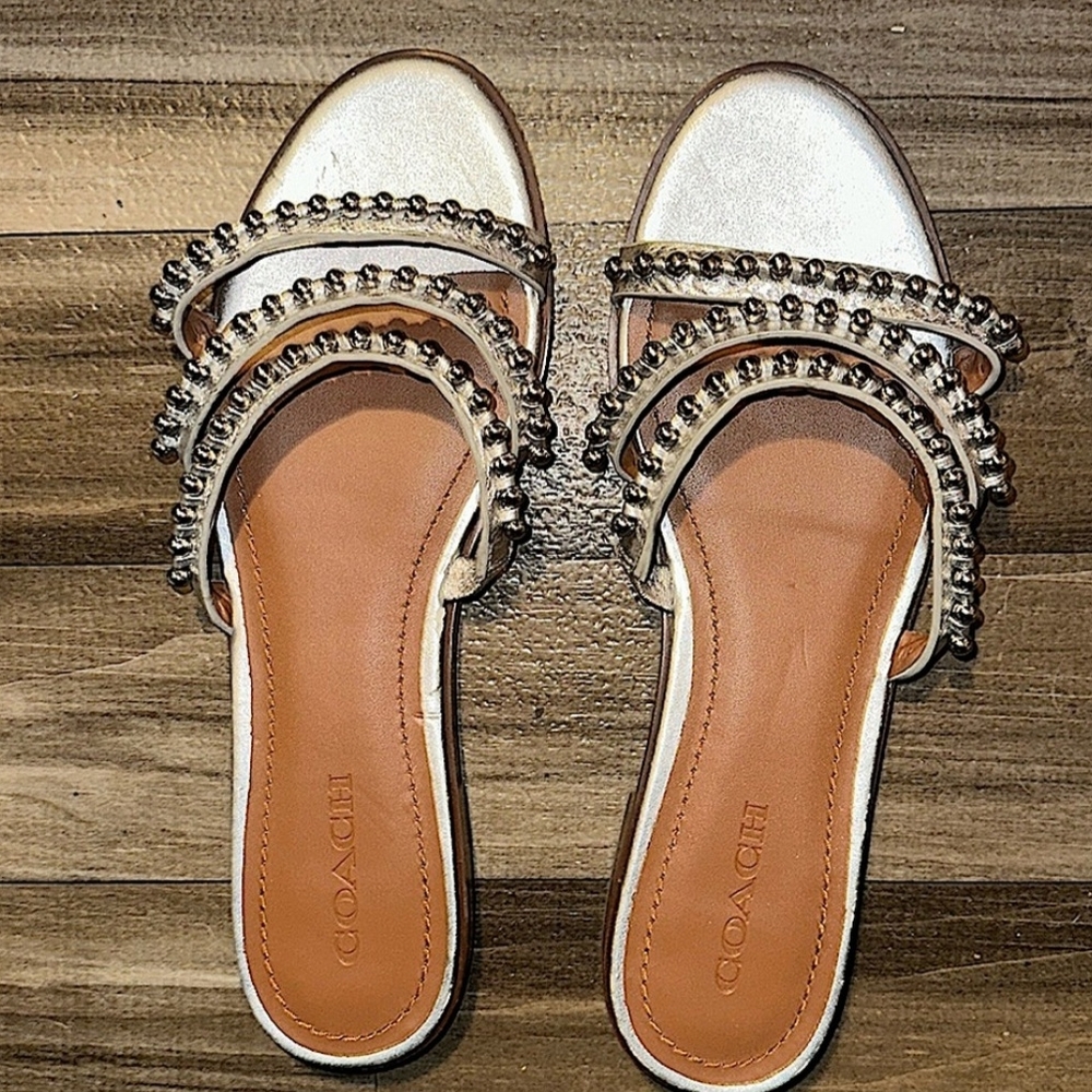 Coach Silver Sandals with Luxurious Embellishments - Picture 3 of 4